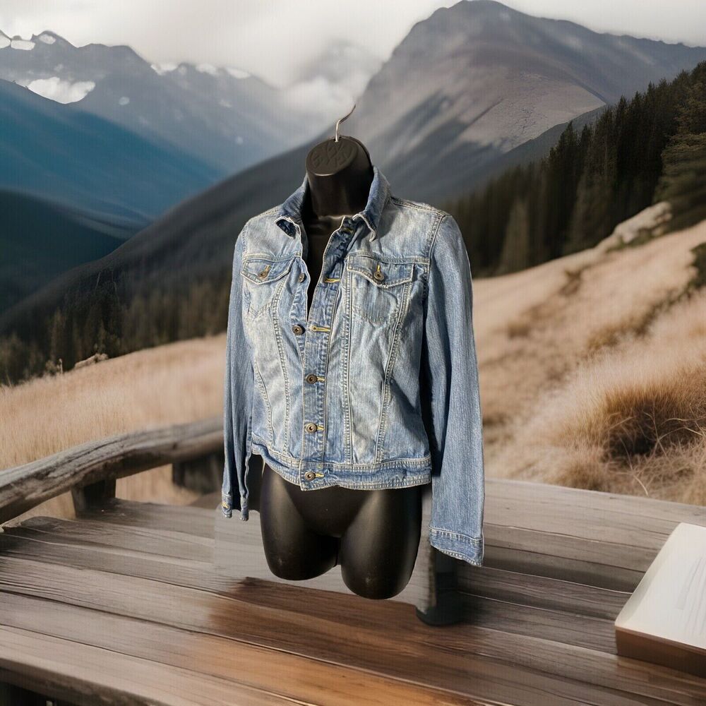 Tommy‎ Hilfiger Women’s XS Blue Denim Jean Trucker Jacket Button Down Cotton